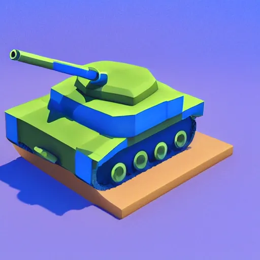 Prompt: chubby cute mobile game tank, 1 0 0 mm, 3 d render, isometric, diorama, blue background,