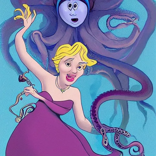 Prompt: ursula the sea witch, boris johnson, ( ( ( ( octopus tentacles ) ) ) ), by glen keane, disney
