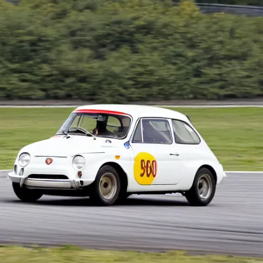 Prompt: a 1 9 6 8 abarth 5 9 5 ss driving on a race track