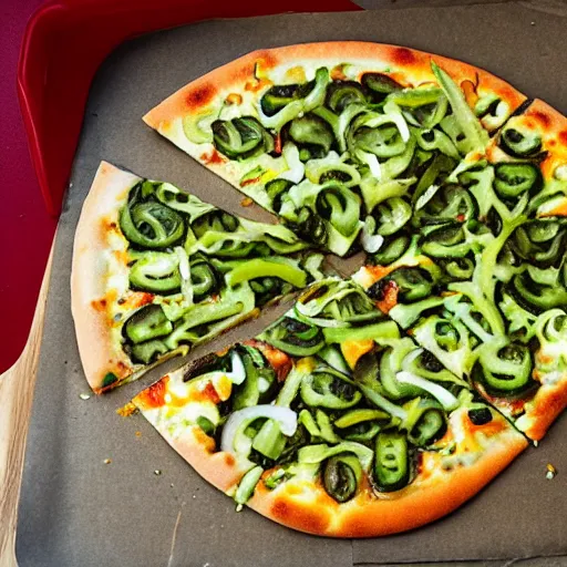 Prompt: a pickle and bean pizza