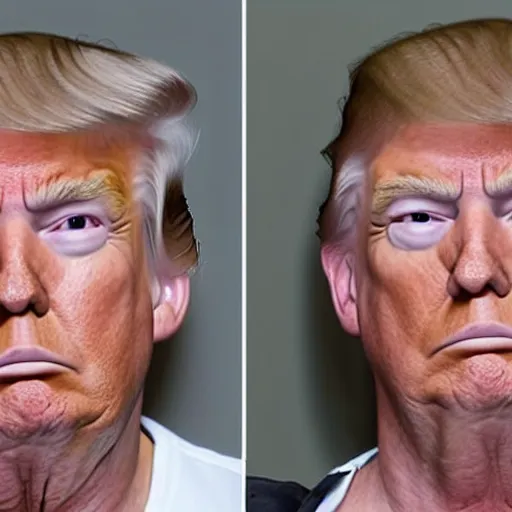 Image similar to donald trump mugshot, sad!