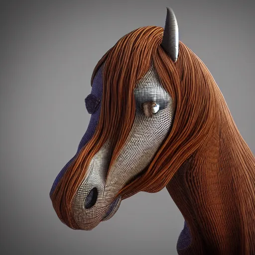 Prompt: a mechanically enhanced horse, digital art, 3 d render, blender,