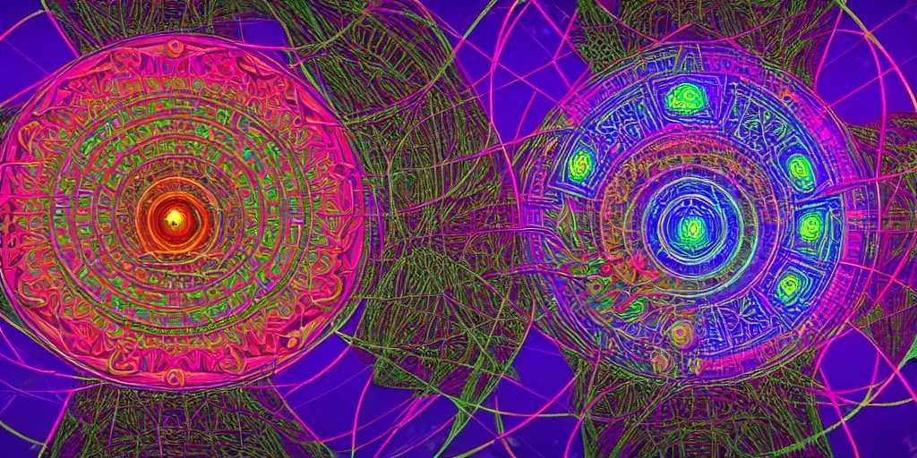 Image similar to dmt spirits, sacred euclidean geometric buildings housing dmt time elves, psychedelic architecture, soul frequency, 8 k resolution, highly detailed,