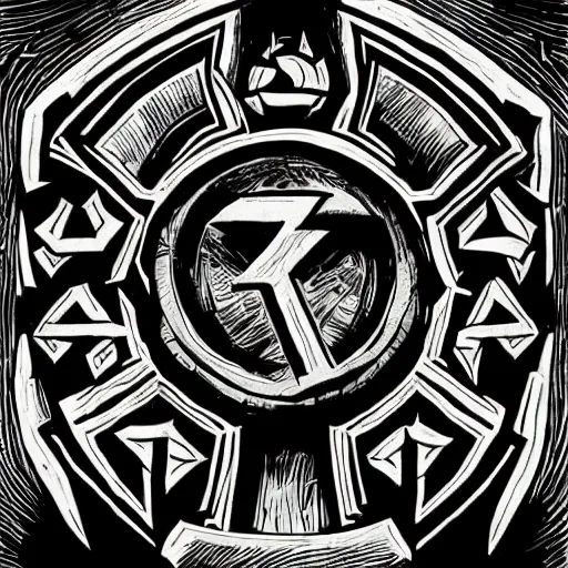 Image similar to magic rune inscription drawn on paper iconography game icon rpg fantasy ability icon icon diablo blizzard digital art, trending on art station kvlt by peder balke by guido crepax by norman bluhm mystic high contrast monochromatic noir