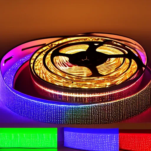 Prompt: cob led strip lights, colorful, product render, 8 k, ledspace, ultraleds,