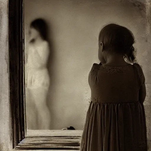 Image similar to Two angels looking at the mirror beautiful artwork by Katia Chausheva