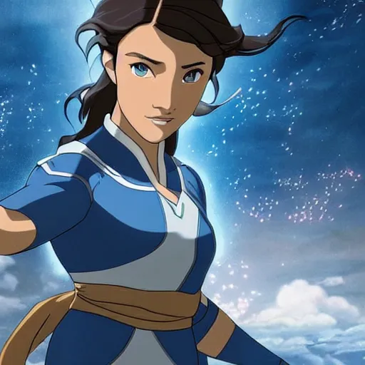 Prompt: Live action Avatar Korra, film still from the movie 'Avatar Korra' (2023)