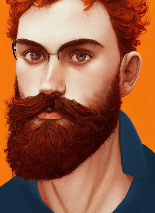 Image similar to illustration of a short curly orange hair man with sparse beard as a portrait, smooth, reflects, masterpiece artwork, ultra detailed, artgerm, style by pixar 2 0 2 2, digital art, trending on artstation, behance, deviantart