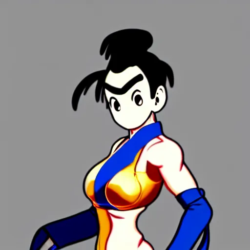 Image similar to mr. bean as chun li from the streetfighter anime. anime still frame. detailed drawing. artstation digital painting