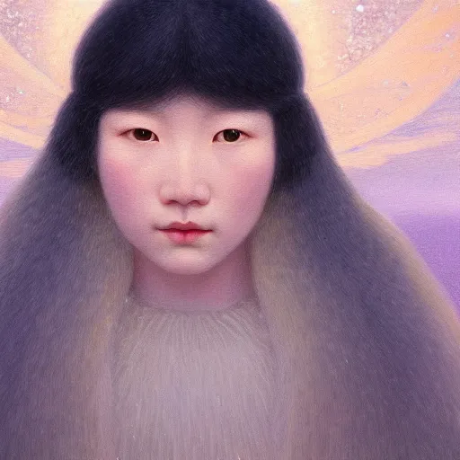 Prompt: a ultradetailed beautiful painting of a inuit european woman by hsiao ron cheng, ngai victo, nivanh chanthara jean delville wlop and dougherty patrick, trending on artstation, alaska, light sparkles, major arcana sky, sharp focus, soft light