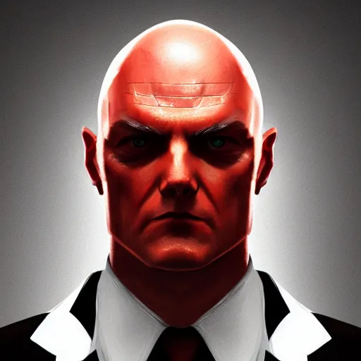 Image similar to a portrait of agent 4 7 from hitman with multiple faces formed into one, dark background, red rim light, highly detailed, digital art, artstation, concept art, smooth, sharp focus, greg rutkowski, wlop