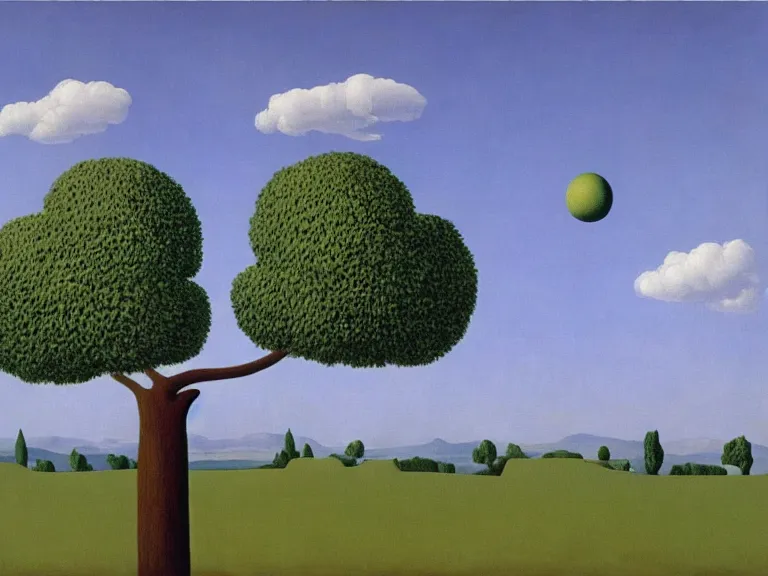 Image similar to a painting by rene magritte, high detail, high resolution