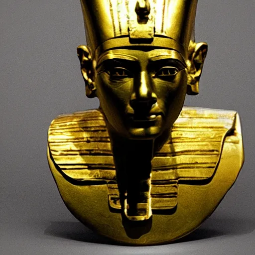 Prompt: ancient, golden egyptian pharaoh death mask of walter white