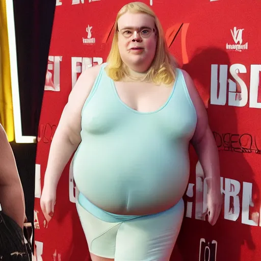 Prompt: photo from my 600 lb life starring Elle fanning as fat obese disgusting pig woman