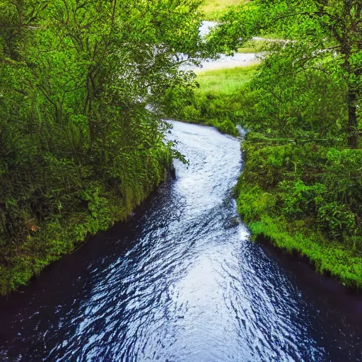 Image similar to a river being swallowed by day and night at the same time