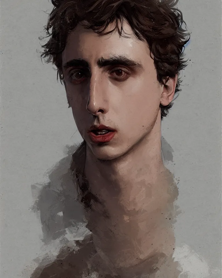 Image similar to portrait of timothy chalamet, artstation, greg rutkowski, 4 k, concept art, matte painting