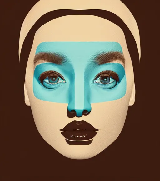 Prompt: portrait of a woman raised on the island face tatooes by james gilleard, dynamic lighting, gradient light blue, brown, blonde cream and white color scheme, grunge aesthetic