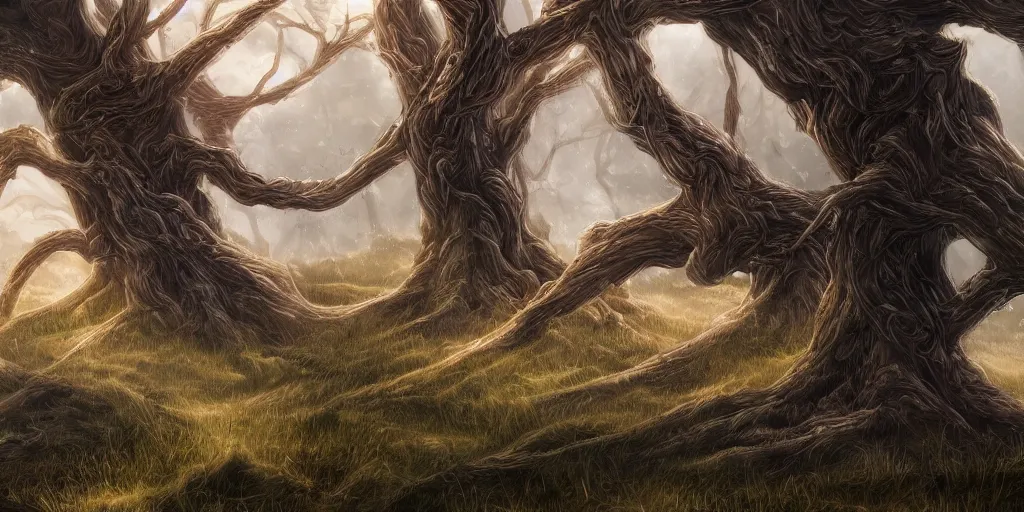 Prompt: windswept trees, high quality fantasy art, 4k