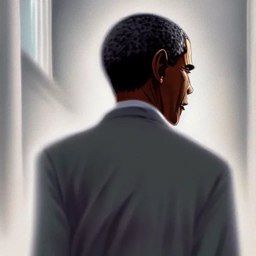 Prompt: beautiful makoto shinkai anime style digital painting portrait of barack obama at the white house walking away from a woman, heartbroken, 4 k, 8 k, hd, high resolution, highly detailed, intricate detail, ultra realistic faces, digital art, trending on artstation, your name, weathering with you