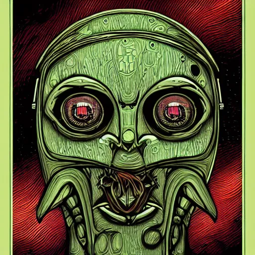 Image similar to ultradetailed illustration android face, @ aaronhorkey, bold colors