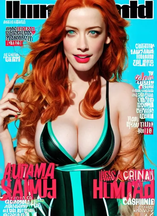 Image similar to christina hendricks and amber heard hybrid on the cover of swimsuit illustrated 2 0 1 0