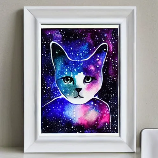 Image similar to Galaxy cat watercolor painting