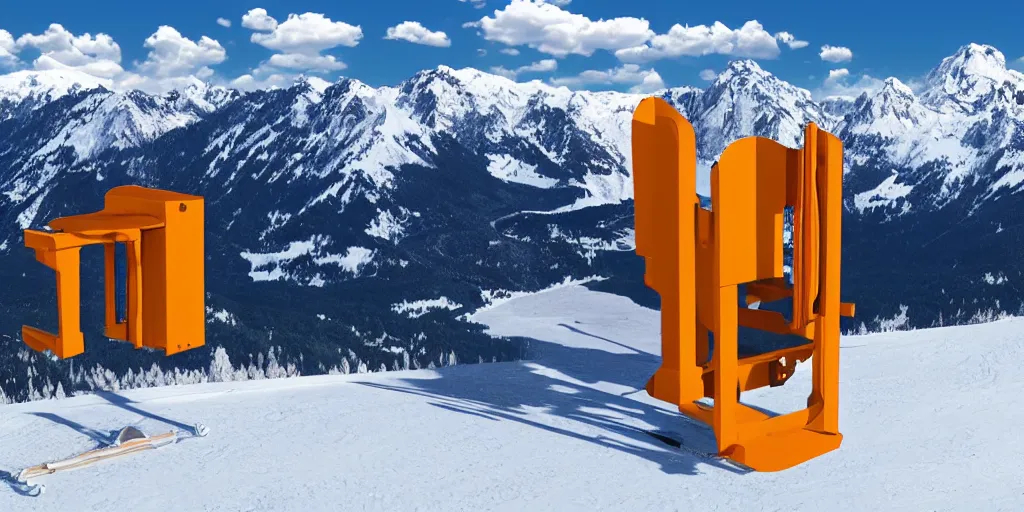 Image similar to ski liftspare parts, mountains at background, clear weather, artistic style, 8 k