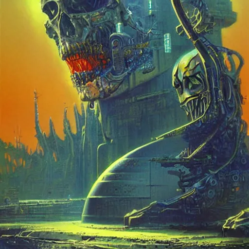 Image similar to sci - fi human necromancer, art by bruce pennington