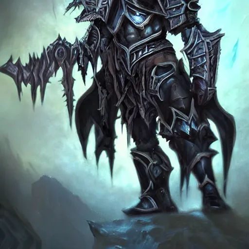 Image similar to unholy deathknight from world of warcraft in heavy armor, artstation hall of fame gallery, editors choice, #1 digital painting of all time, most beautiful image ever created, emotionally evocative, greatest art ever made, lifetime achievement magnum opus masterpiece, the most amazing breathtaking image with the deepest message ever painted, a thing of beauty beyond imagination or words