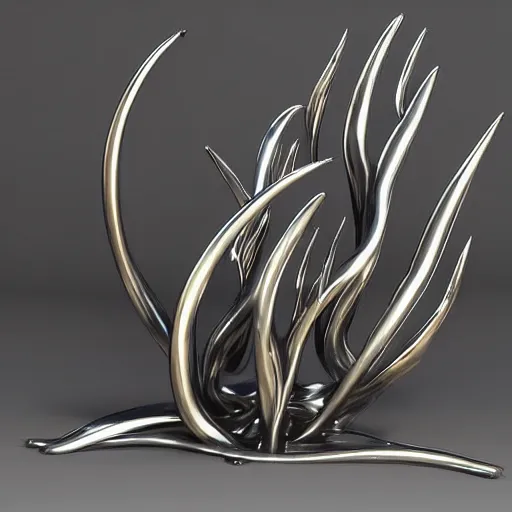 Image similar to 3 d liquid forms in metal abstract sculpture