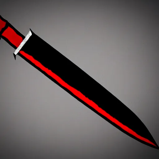 Image similar to a cursed dagger, in the simplistic style of SCP artwork, in colors of black white and red