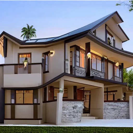 Image similar to a verry cool house that is one floor house with 4 bedrooms and 4 bathrooms and kitchen and a two door garage