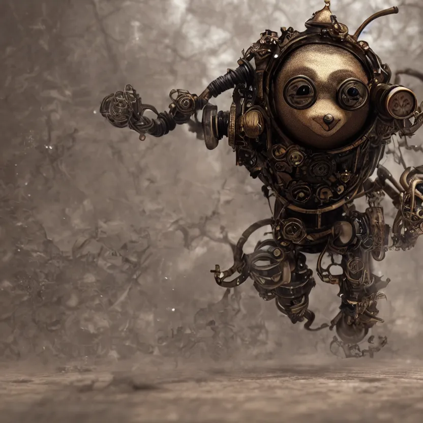 Prompt: Steampunk sloth running. 4k, octane render, realistic, trending on artstation