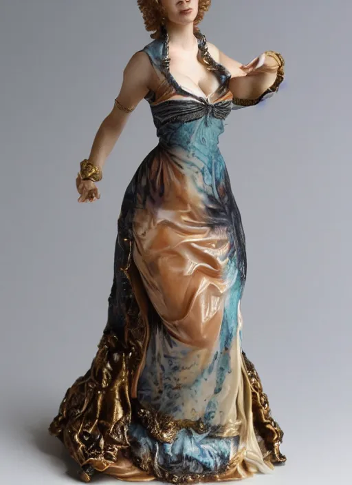 Image similar to 80mm, resin detailed model figure of a female wearing a baroque dress