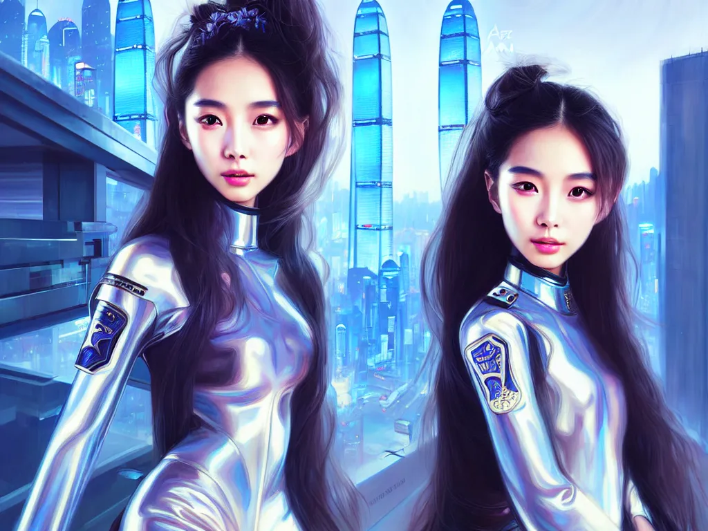 Prompt: portrait angelababy, futuristic hong kong police uniform girl, at future neon light rooftop, ssci - fi and fantasy, intricate and very very beautiful and elegant, highly detailed, digital painting, artstation, concept art, smooth and sharp focus, illustration, art by tan zi and ayanamikodon and alphonse mucha and wlop