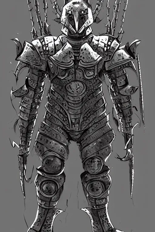 Image similar to armoured warrior limpet humanoid monster, symmetrical, highly detailed, digital art, limpet themed armour, sharp focus, trending on art station, ambient lighting, kentaro miura art style