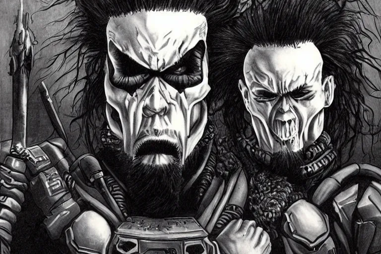 Image similar to wayne static as doom guy, highly detailed art