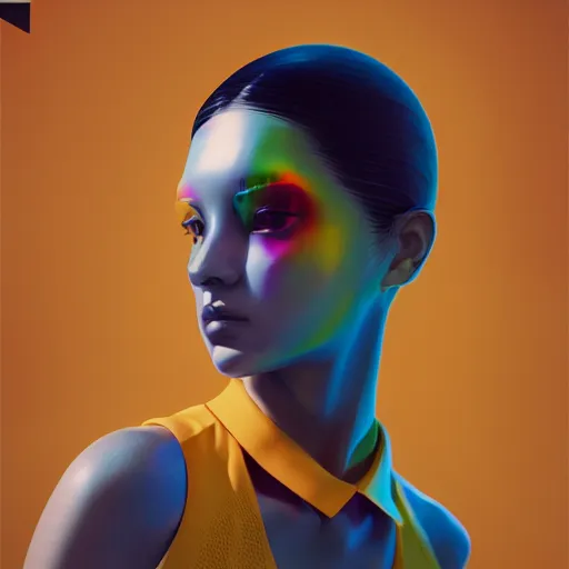 Image similar to abstract 3d female in a modern nike suite age 14 by james jean and Jason Chan, rendering, redshift, octane