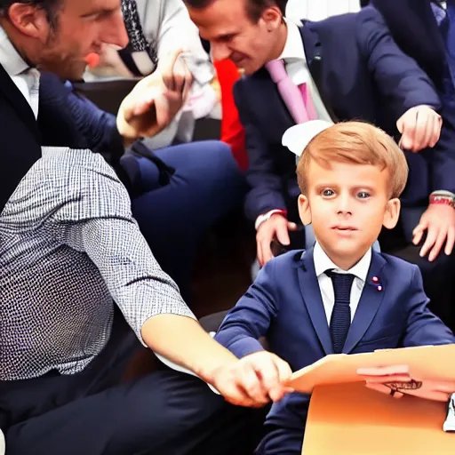 Prompt: macron performing a german supplex on a child, instagram, 4 k