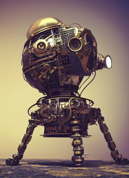 Prompt: tiny steampunk robot lunar probe, intricate detail, hyper detailed, ultra realistic, sharp focus, octane render, lantern, volumetric, ray tracing, artstation trending, moon, flowery, pocketwatch, cgsociety, sense of awe, mystical, moon, 4 k