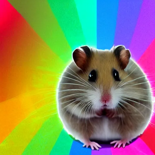 Prompt: a hamster consisting of rainbow gems