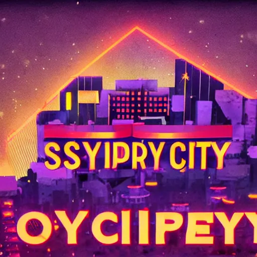 Image similar to synthesizer city, cinematic