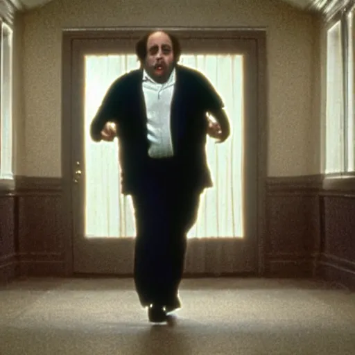 Prompt: Danny Devito as Jack, film still from the movie The Shining