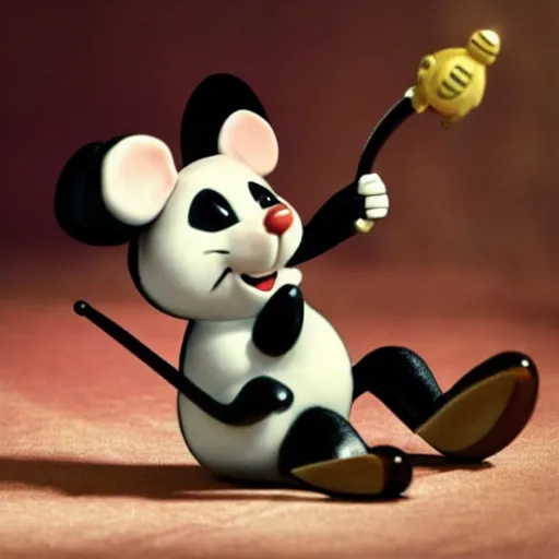 Image similar to jerry the mouse is riding a panda, cartoon tom and jerry series