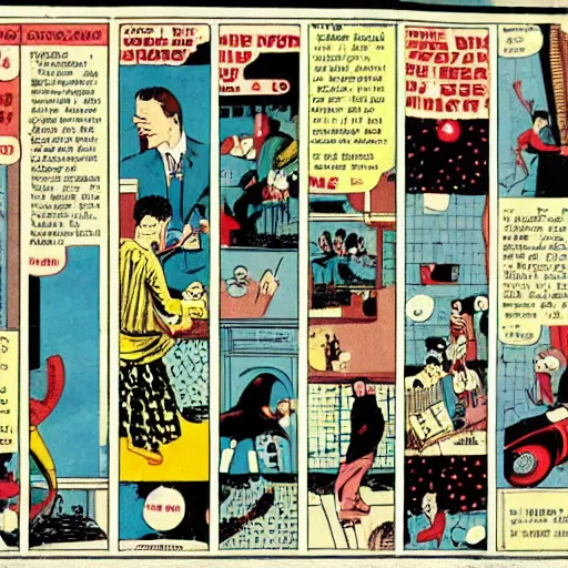 Image similar to unique comic book page layout in the style of Chris Ware