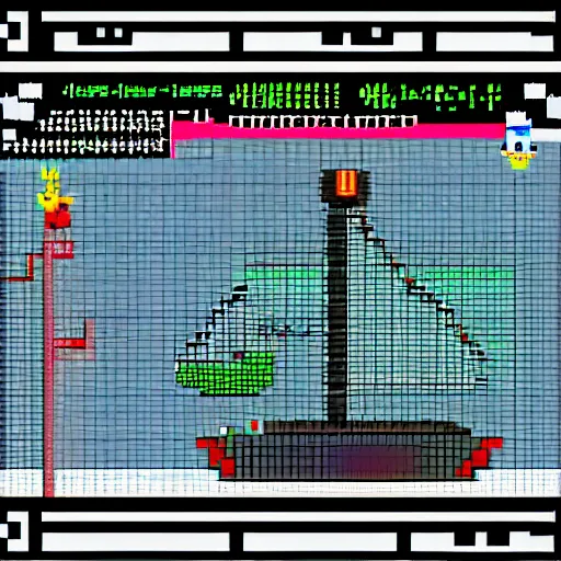 Prompt: lunar lander game in the style of zx spectrum computer game graphics