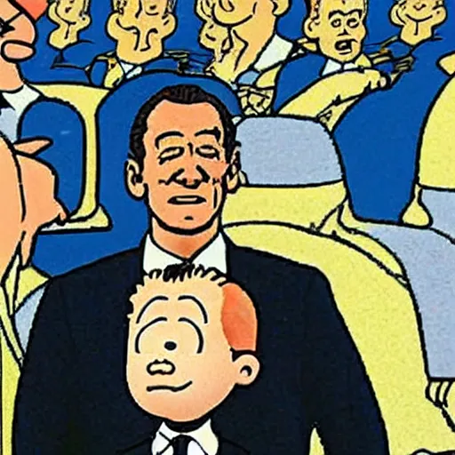 Prompt: Nicolas Sarkozy and tintin by Hergé