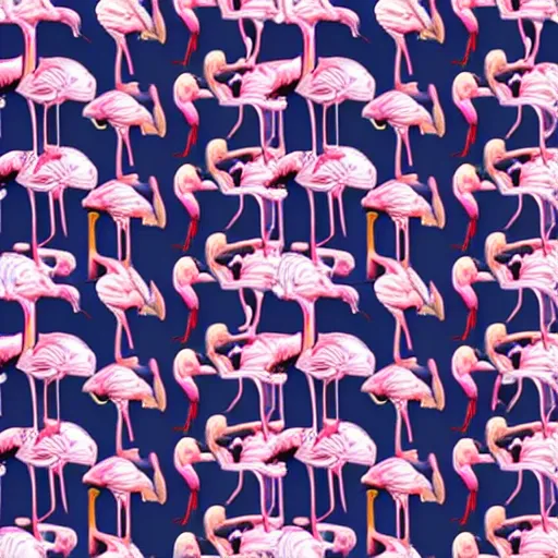 Prompt: a repeating pattern of flamingos