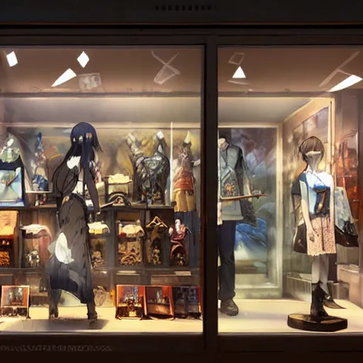 Prompt: fantasy store window makoto shinkai