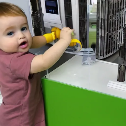 Image similar to sentient machines using toddlers as an infinite energy source